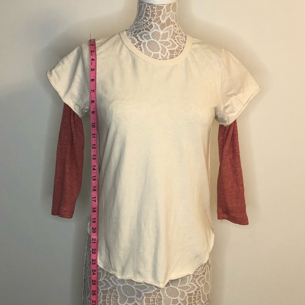 WE THE FREE Cream & pink thermal baseball tee